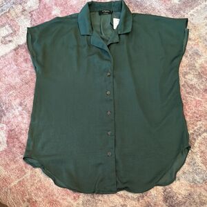 THE WORK SHOP Women's Green Collared Sleeveless Button-Up Top Size S